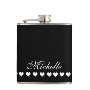 Elegant Monogram Black Flachmann