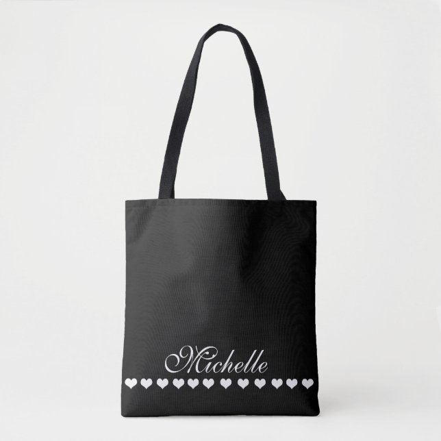 Elegant Monogram Black Tasche (Vorderseite)