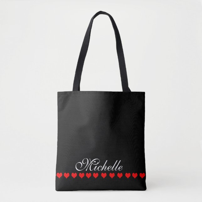Elegant Monogram Black Tasche (Vorderseite)