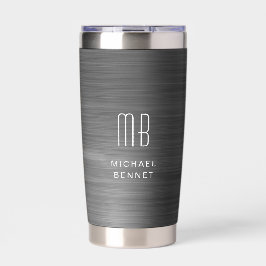 Elegant Monogram Black Thermobecher