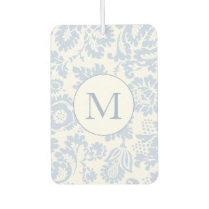 Elegant Monogram Blue Floral Botanical Autolufterfrischer