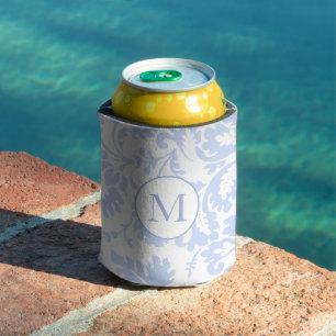Elegant Monogram Blue Floral Botanical Dosenkühler