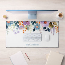 Élégant Monogram Blue Purple Aquarelle fleurie