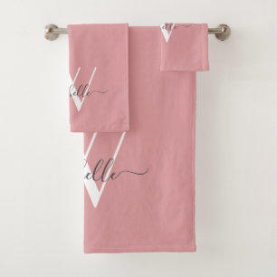 Élégant Monogram Blush Pink Nom Script