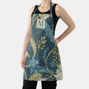 Elegant Monogram Botanical Floral William Morris Schürze
