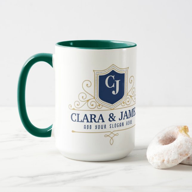 Elegant Monogram bride and groom names Weeding Tasse (Mit Donut)