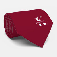 Elegant Monogram Bright Burgundy | weiß|einseitig