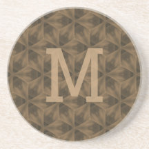 Elegant Monogram Brown Wood Grain Pattern