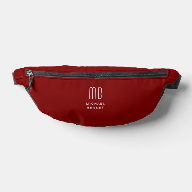 Elegant Monogram Burgundy Bauchtasche (Ablage )