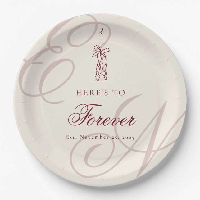 Elegant Monogram Calligraphy Wedding Pappteller (Vorderseite)