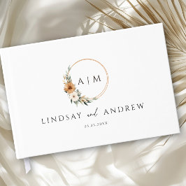 Elegant Monogram Copper Earthy Botanical Gästebuch