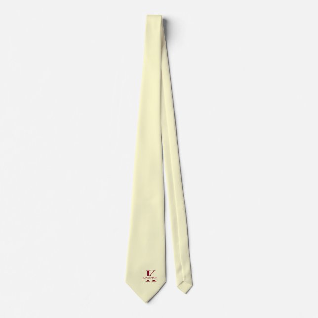 Elegant Monogram Creme | Burgund Krawatte (Vorderseite)