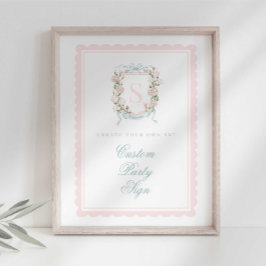 Elegant Monogram Crest Baby Shower Custom 5x7 Poster