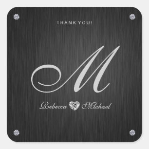 Elegant Monogram Diamond Thema Dankeschön Sticker