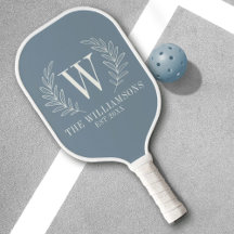 Elegant Monogram Dusty Blue Family Name