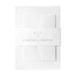 Elegant Monogram Dusty Blue Wedding Einladungsbanderole