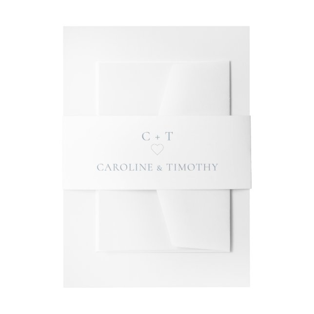 Elegant Monogram Dusty Blue Wedding Einladungsbanderole (Vorderseite Beispiel)