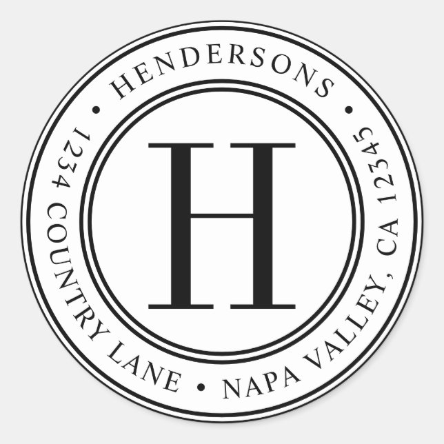 Elegant Monogram | Erstellen Sie Ihre eigene Rücks Runder Aufkleber (Vorderseite)
