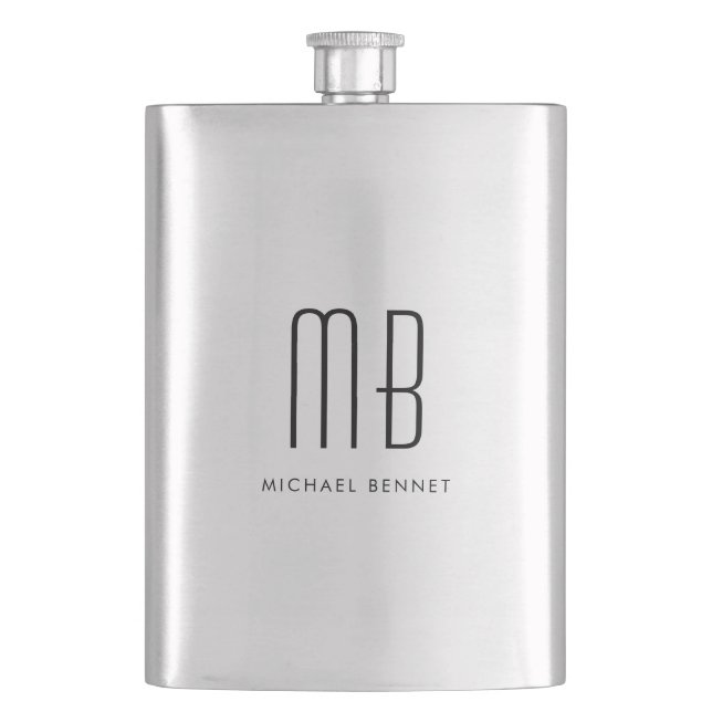Elegant Monogram Flachmann (Vorderseite)