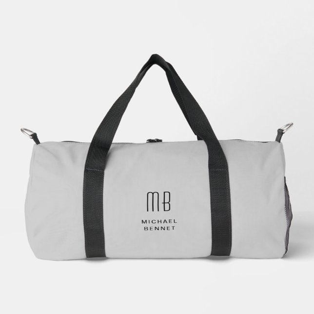 Elegant Monogram Gray Duffle Bag (Vorderseite)