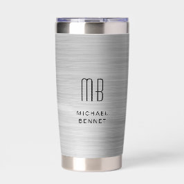 Elegant Monogram Gray Thermobecher