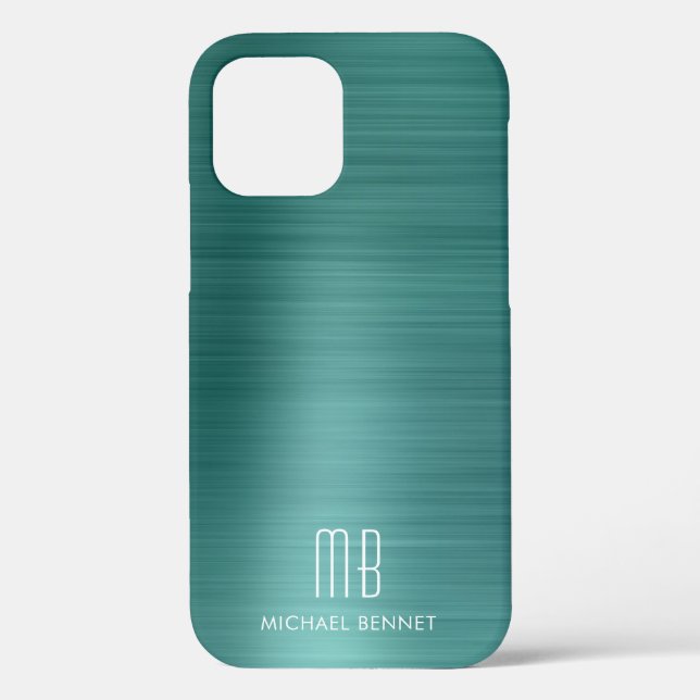 Elegant Monogram Green Case-Mate iPhone Hülle (Rückseite)