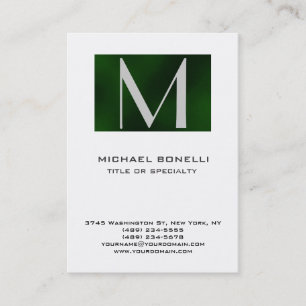 Élégant Monogram Green Stripe Carte de visite blan