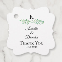 Elegant Monogram Greenerity Wedding Geschenkanhänger