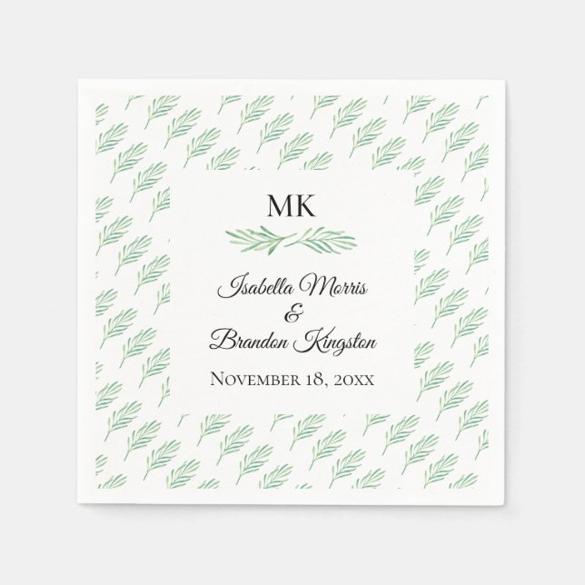 Elegant Monogram Greenerity Wedding Napkin Serviette (Vorderseite)