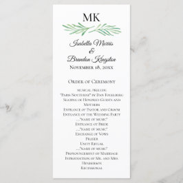Elegant Monogram Greenerity Wedding Program Menükarte