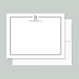 Elegant Monogram Initial Beruflich Schwarz-weiß Mitteilungskarte