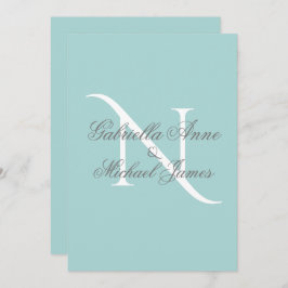 Elegant Monogram Initial Blue Wedding Einladung