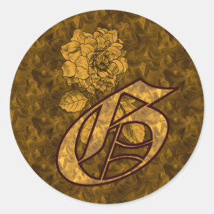 Elegant Monogram Initial G Gold Peony Sticker