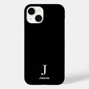 Elegant Monogram Initial Name Personalisiert Black Case-Mate iPhone 14 Hülle