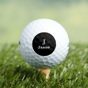 Elegant Monogram Initial Name Personalisiert Black Golfball