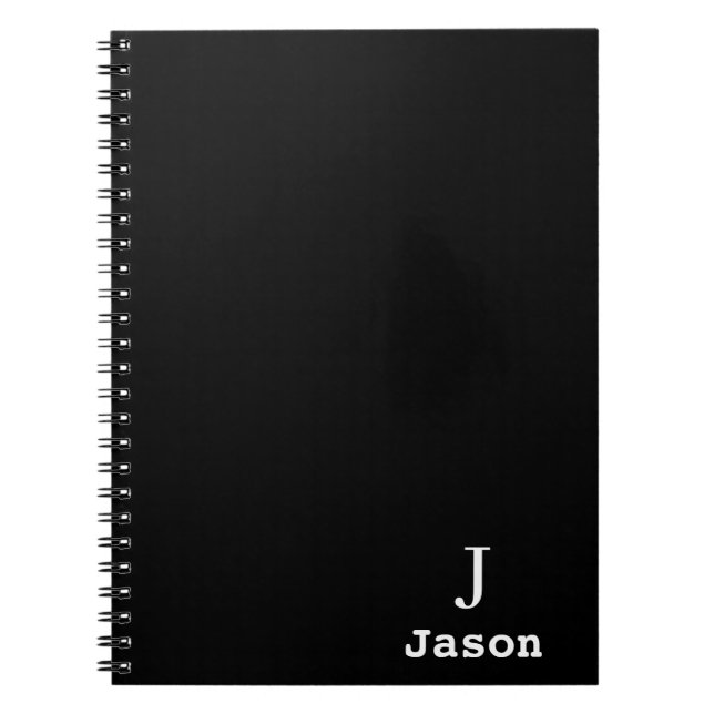 Elegant Monogram Initial Name Personalisiert Black Notizblock (Vorderseite)