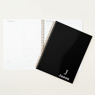 Elegant Monogram Initial Name Personalisiert Black Planer