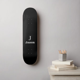 Elegant Monogram Initial Name Personalisiert Black Skateboard
