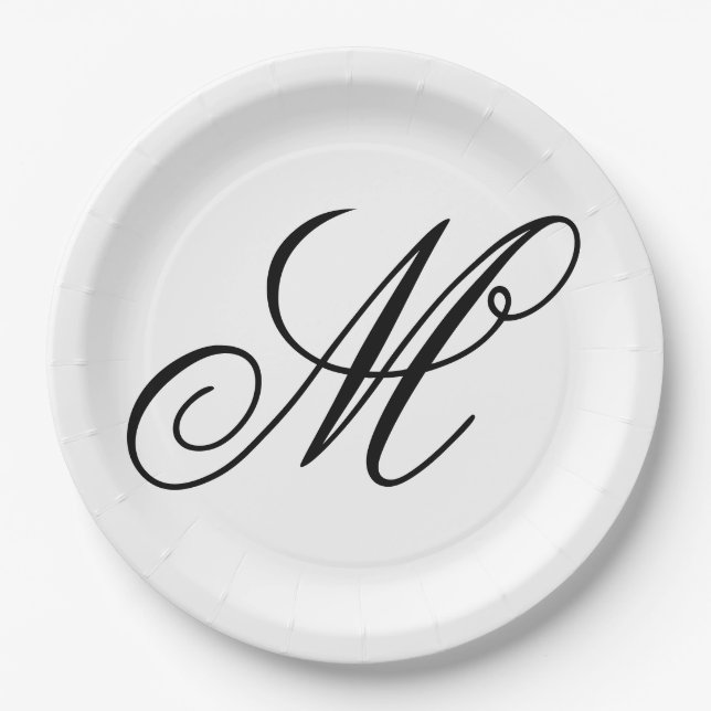 Elegant Monogram Initial Pappteller (Vorderseite)