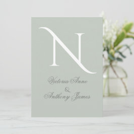 Elegant Monogram Initial Sage Green Wedding Einladung