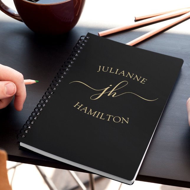 Elegant Monogram, Initial Script Name Notebook Notizblock (Von Creator hochgeladen)