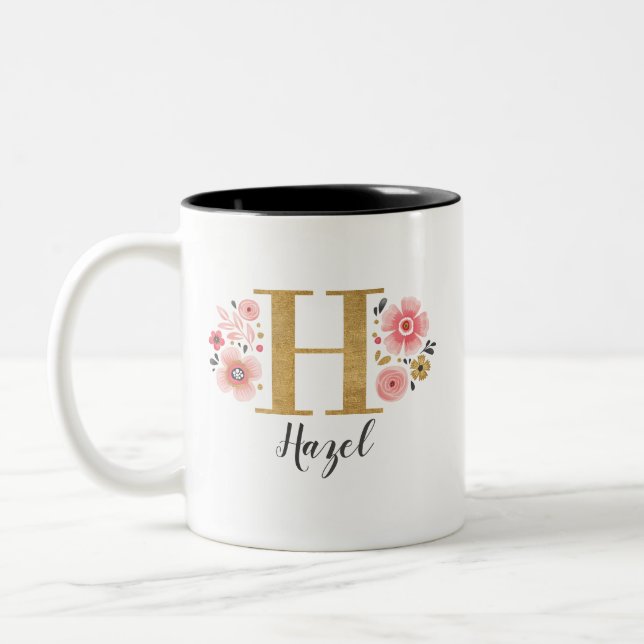 Elegant Monogram Initial Zweifarbige Tasse (Links)
