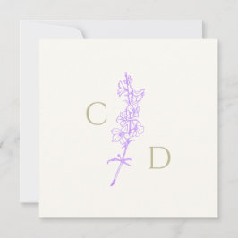 Elegant Monogram Lavender Larkspur Floral Einladung