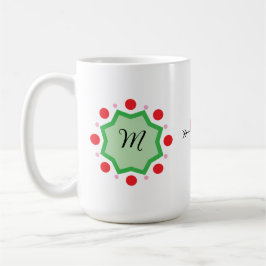 Elegant Monogram Letter M – Green Emblem with Red Kaffeetasse