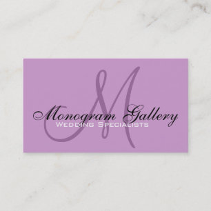 Élégant Monogram Lilac Carte de visite personnalis