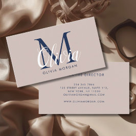 Elegant monogram logo beige blue professional visitenkarte