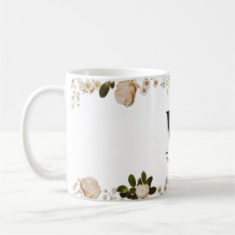 Elegant Monogram "M" Floral Initial Tasse