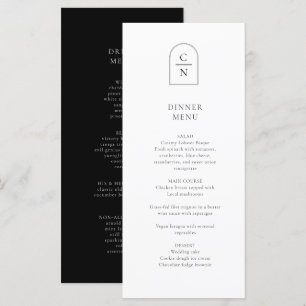 Élégant Monogram Mariage Dîner Carte Menu
