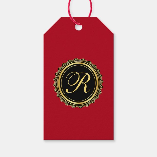 Elegant Monogram Medallion Geschenkanhänger (Vorderseite)