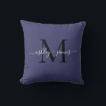 Elegant Monogram Navy Blue Script Names Wedding Kissen<br><div class="desc">Chic mit Monogramm Keepake Kissen mit Ihren Namen und Monogramm in weißer, eleganter Schrift Kalligraphie und schwarz modernen Typografie auf marineblau Hintergrund. Fügen Sie einfach Ihre Namen und Monogramm hinzu. Exklusiv für Sie entworfen von Happy Dolphin Studio. Wenn Sie Hilfe oder passende Produkte benötigen, kontaktieren Sie uns bitte unter happydolphinstudio@outlook.com....</div>